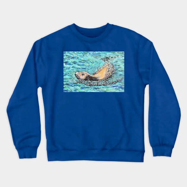 Sea Lion Painting Crewneck Sweatshirt by ArtbyKirstenSneath